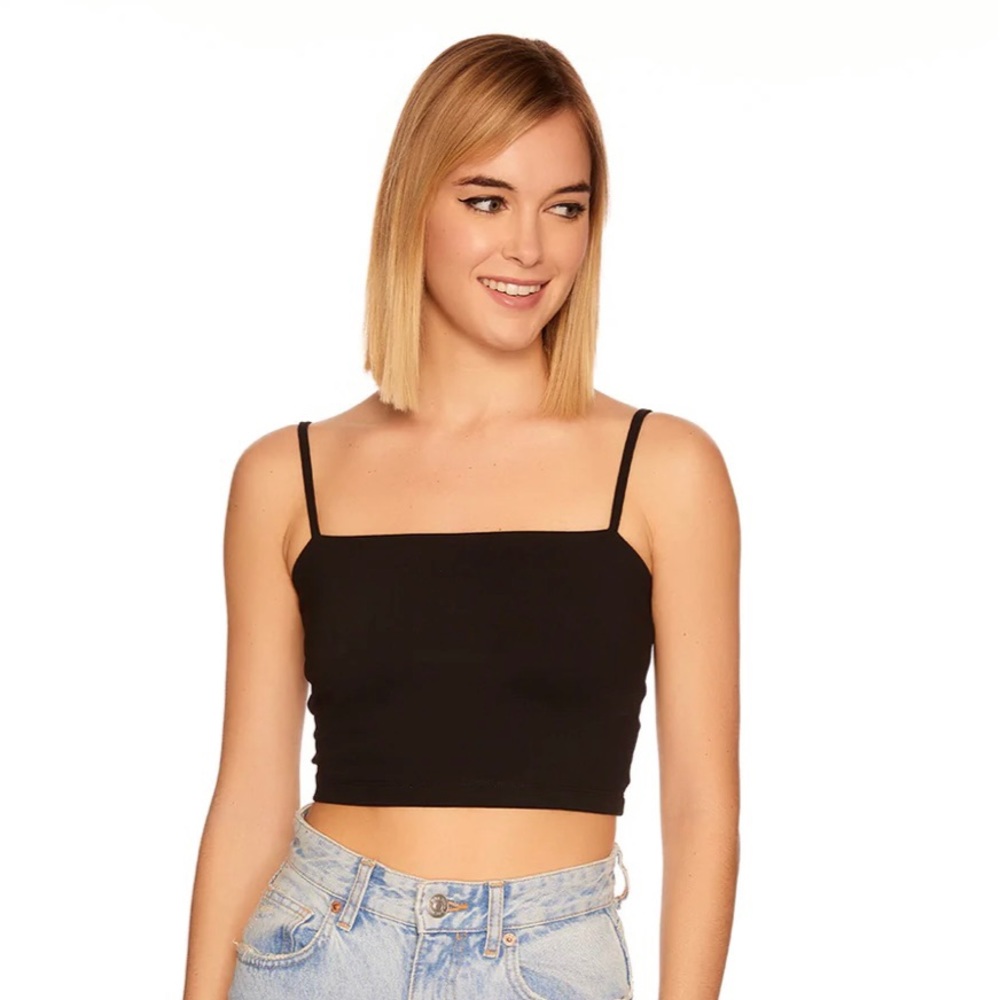 Black Susana Monaco Crop Tank Sz S